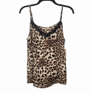 Lavish Cheeta Print Lingerie Top Size L Adjustable Straps New With Tag Pj Top